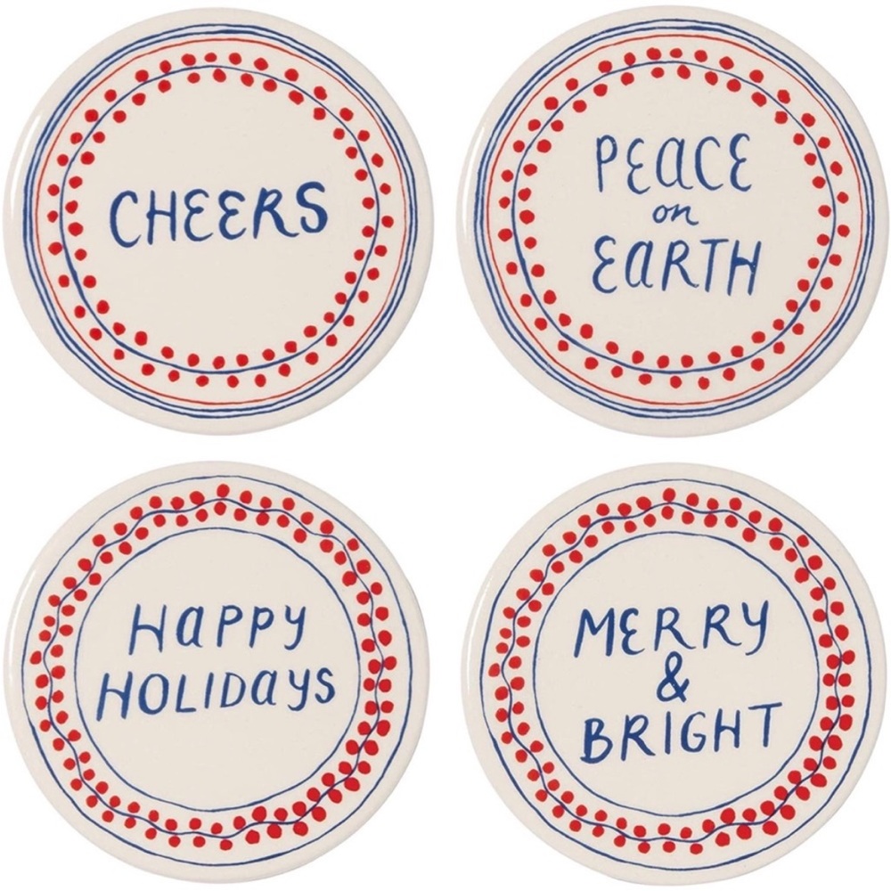 Molly Hatch Holiday Flourish Ceramic Drink Coasters CR Gibson